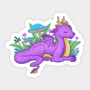 Purple Dragon and Mushrooms Sticker